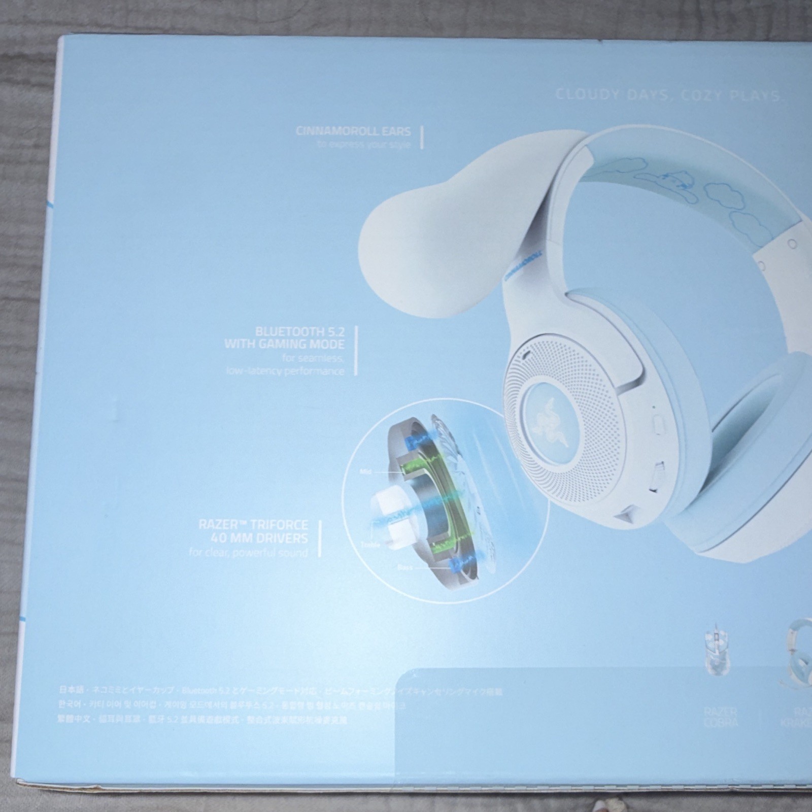 Razer X Cinnamoroll kraken kitty V2 BT Wireless Bluetooth Headset With Ears RARE