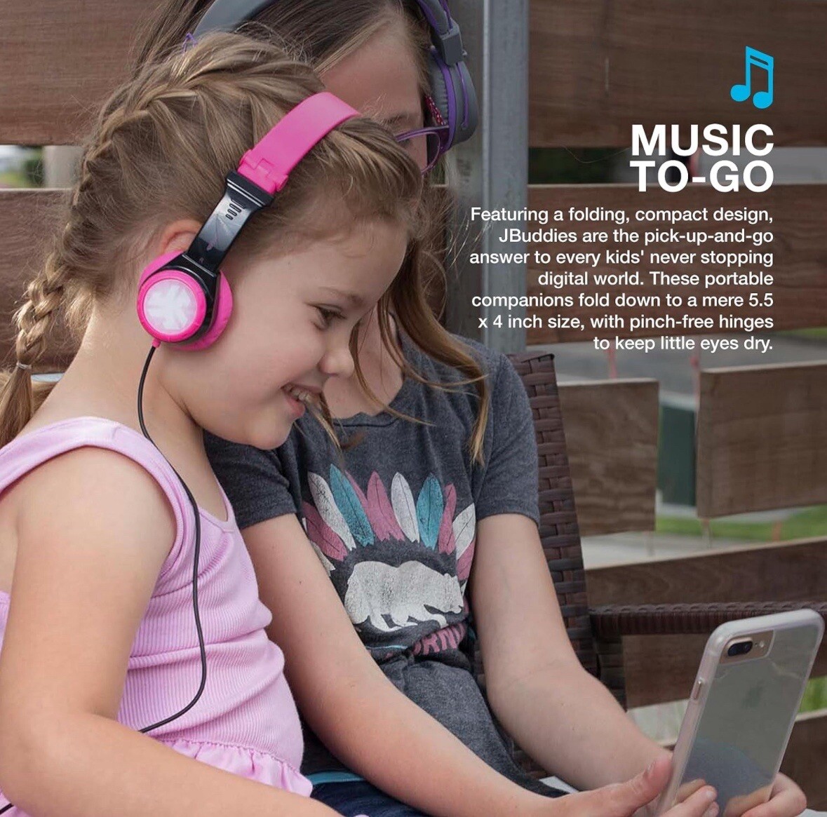 2 Sets Of: SeJLAB JBuddies Kids Folding On Ears Padded Wired Headphones Pink