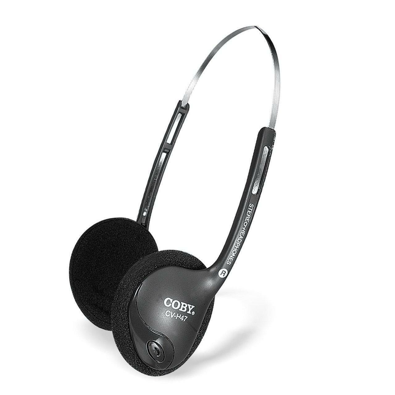 Lot Of 2 Coby CVH47 Lightweight Stereo Headphones Black – NEW – Free Shipping!