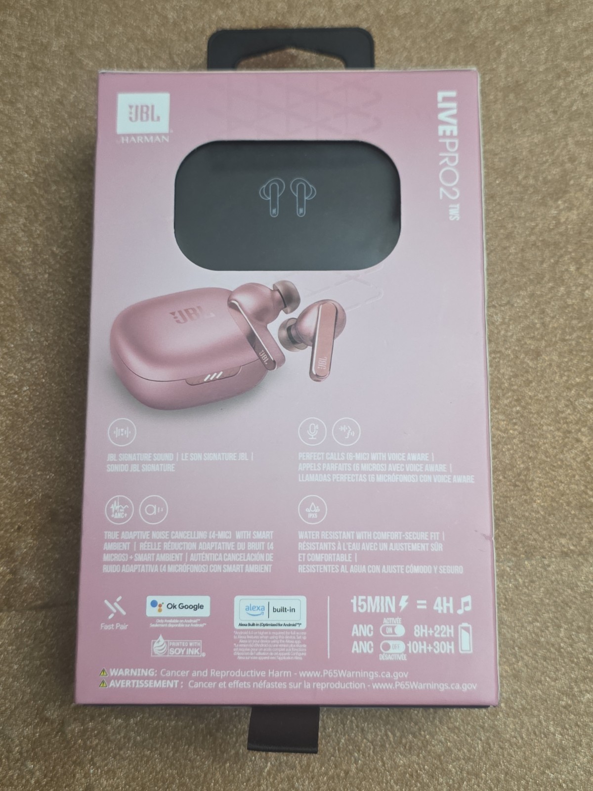 JBL Harman Live Pro 2 TWS Wireless Bluetooth Adaptive Noise Cancelling Pink NEW