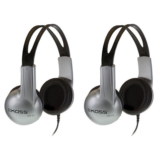 2 x Koss UR10 Stereo On Ear Headphones with Adjustable Headband