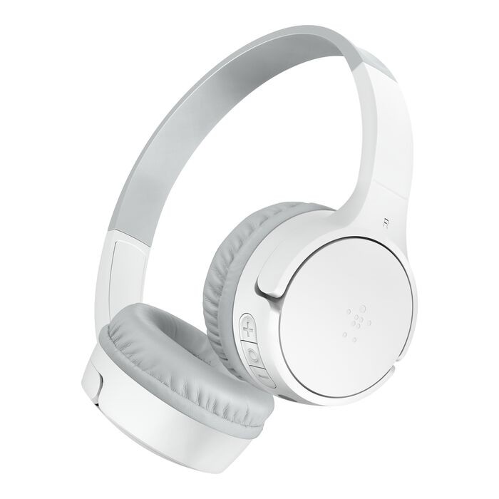 Belkin Wireless Kids Headphones, Volume Limited, 30H Fast Charge, School, White