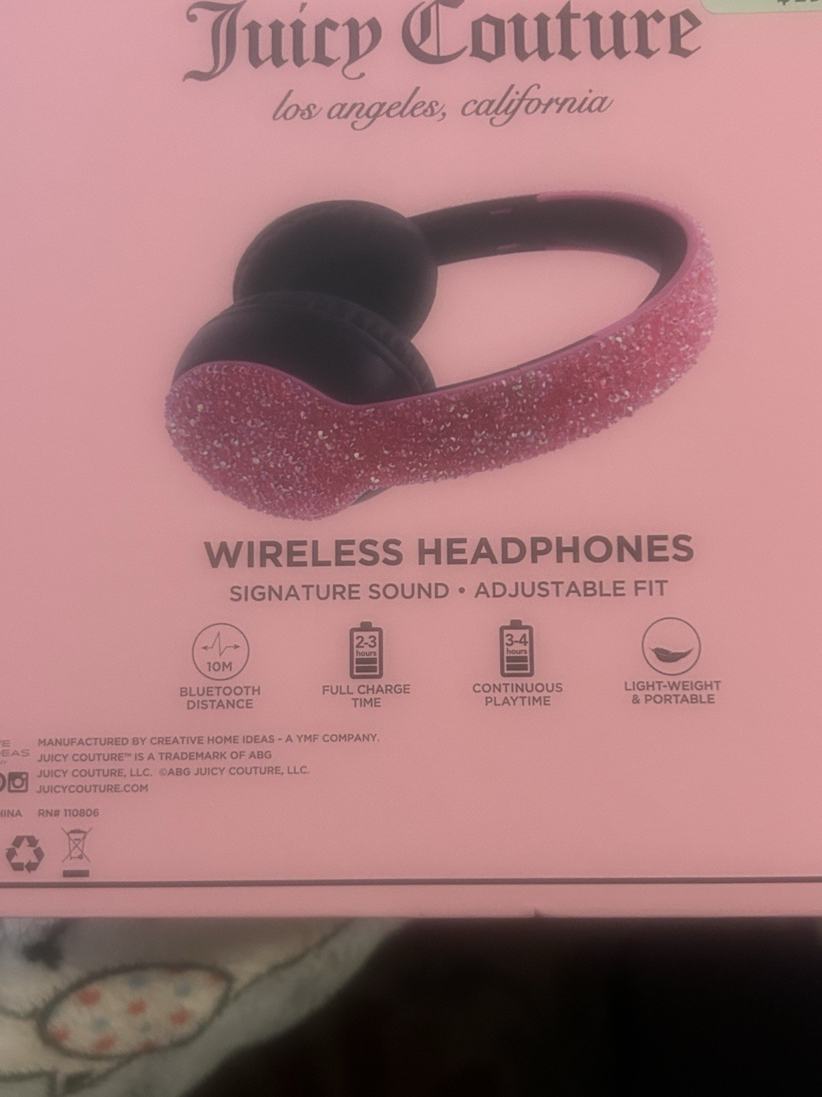 pink glitter Juicy Couture Bedazzled Headphones new in box