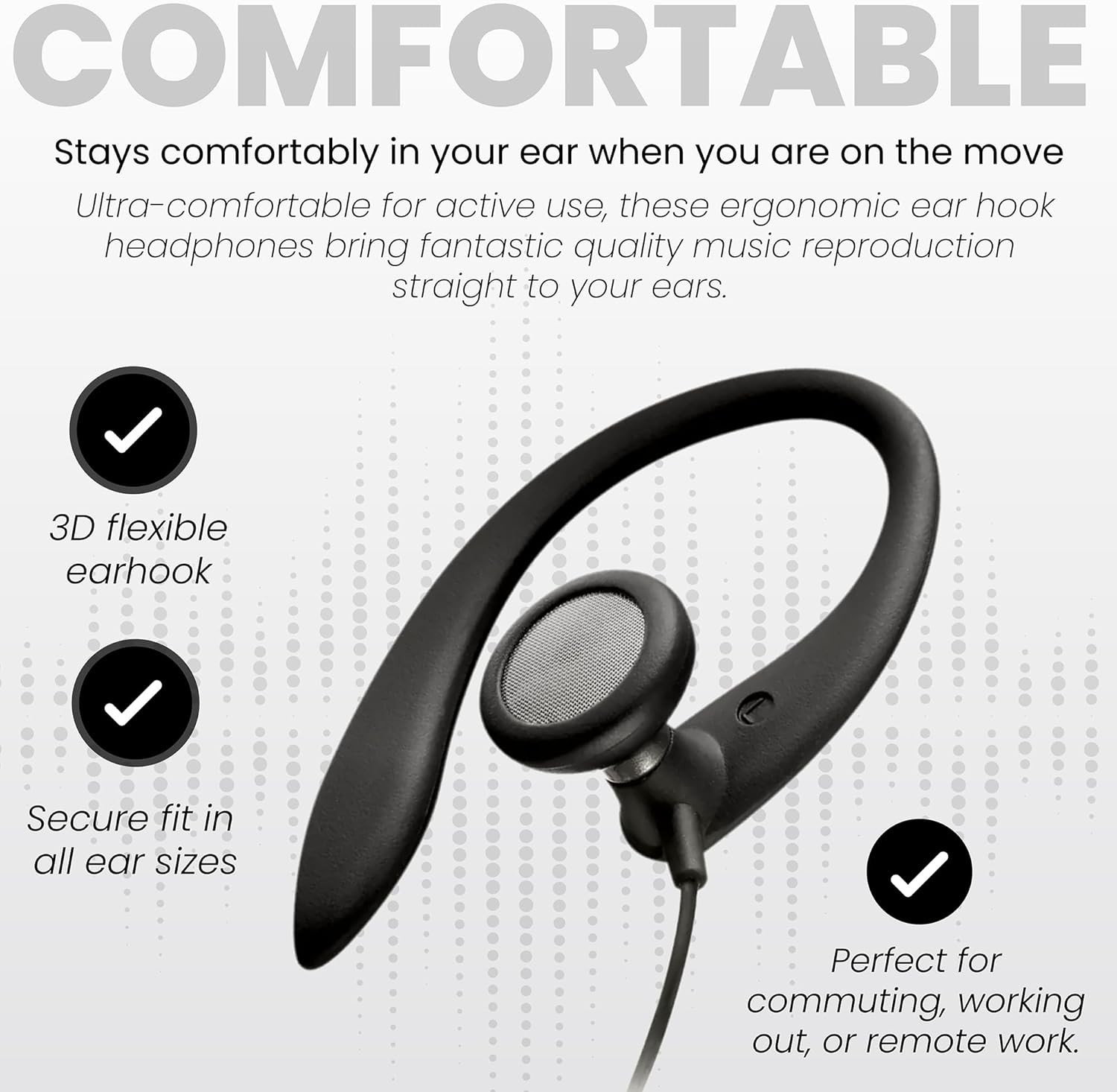 SHS3200BK/37 Flexible Earhook Headphones, Black