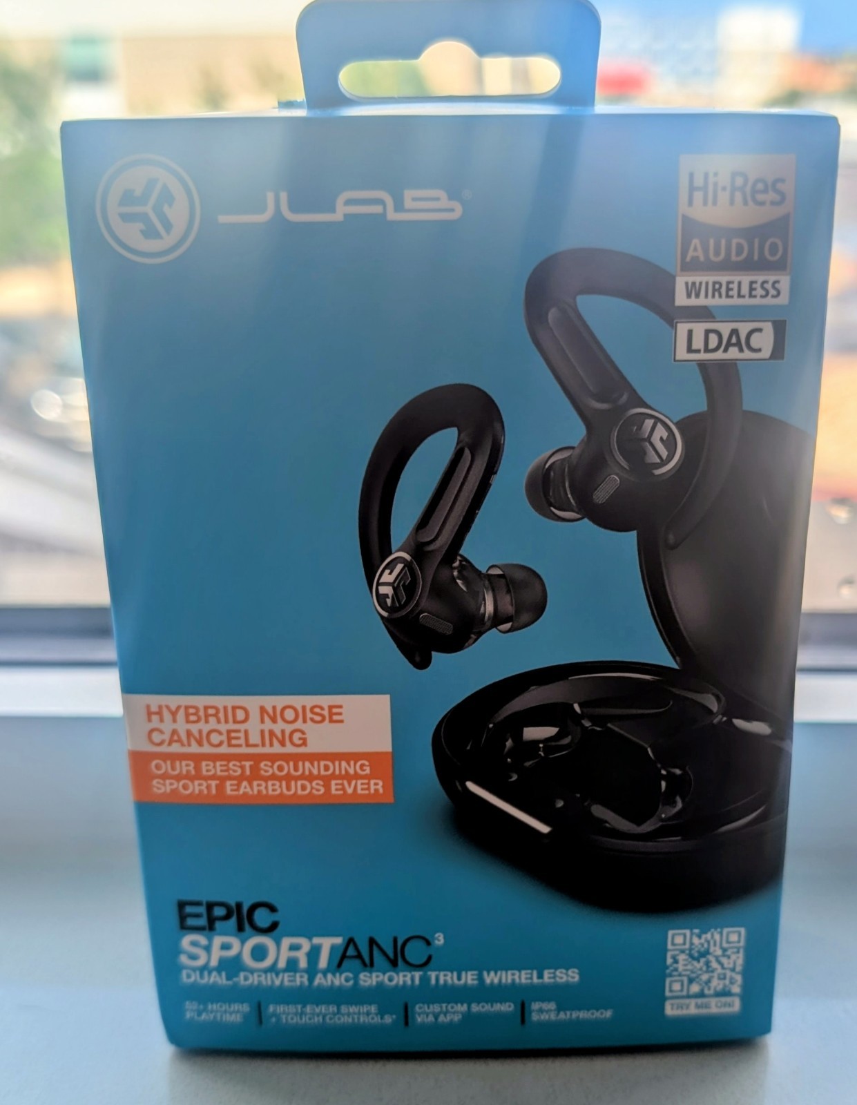 JLAB Hi-Res Audio Wireless LDAC Hybrid Noise Canceling Epic SportsANC3 Dual Driv