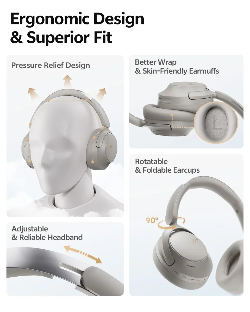 QCY H3S ANC Bluetooth 6.0 Headphones Hi-Res LDAC 102H Wireless Headset