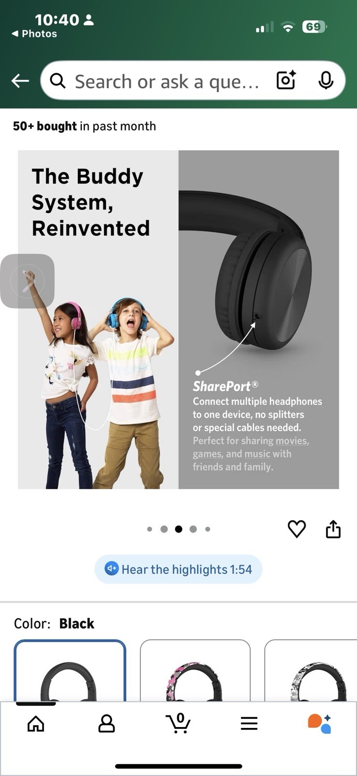 LilGadgets Kids Premium Volume Limited Wired Headphones w/ SharePort Connect+