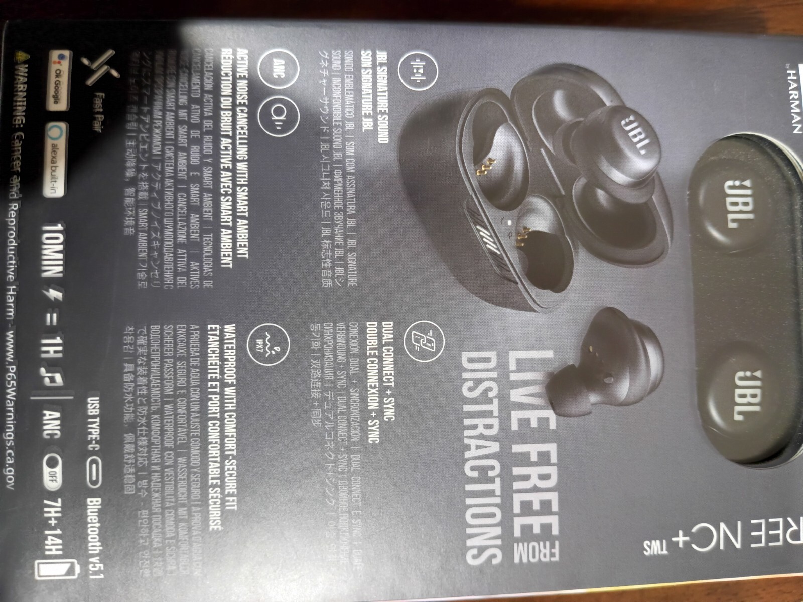 JBL Live Free nc + tws Active Noise Cancellation, Built-in Microphone, Built-In