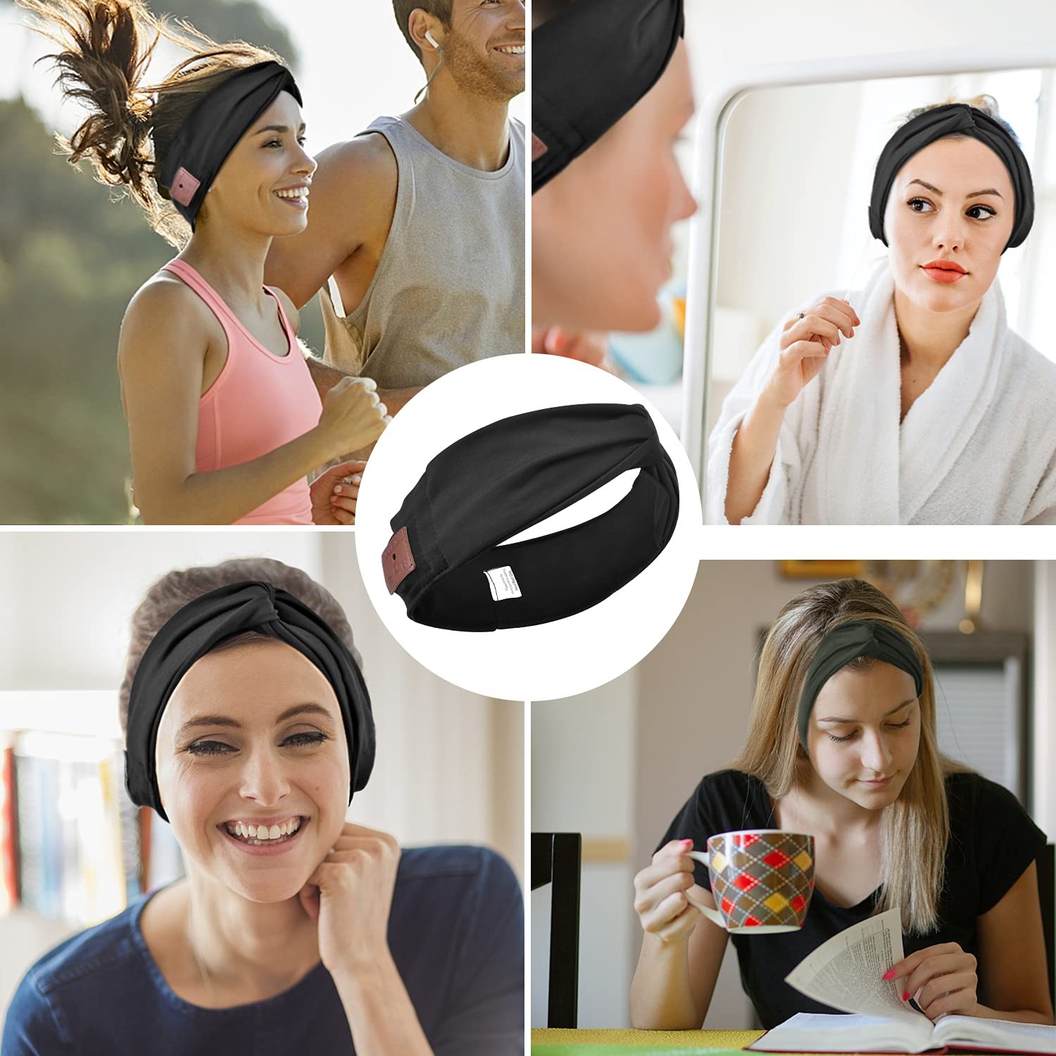 Bluetooth Headband Headphones for Women Wireless with HD Speakers Black