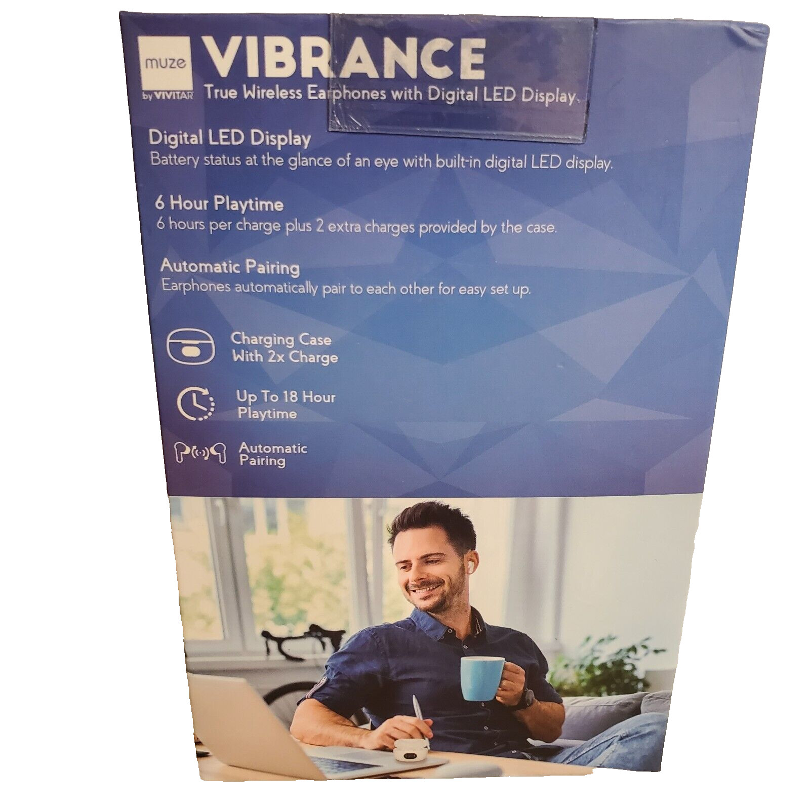 Muze By Vivitar Bluetooth VIBRANCE True Wireless Earphones W/Digital LED display