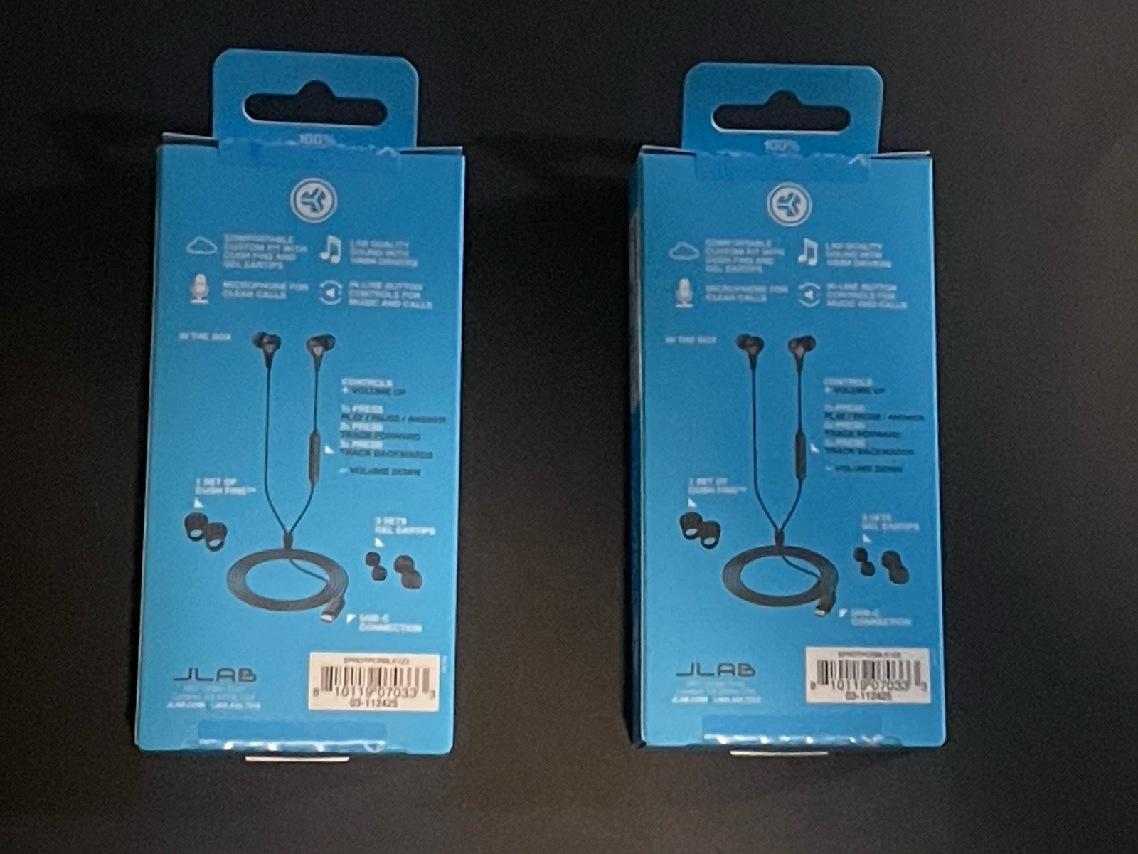 JLab Audio J Buds Pro USB-C Wired Earbuds Black Brand New In Box Set of 2 NIB