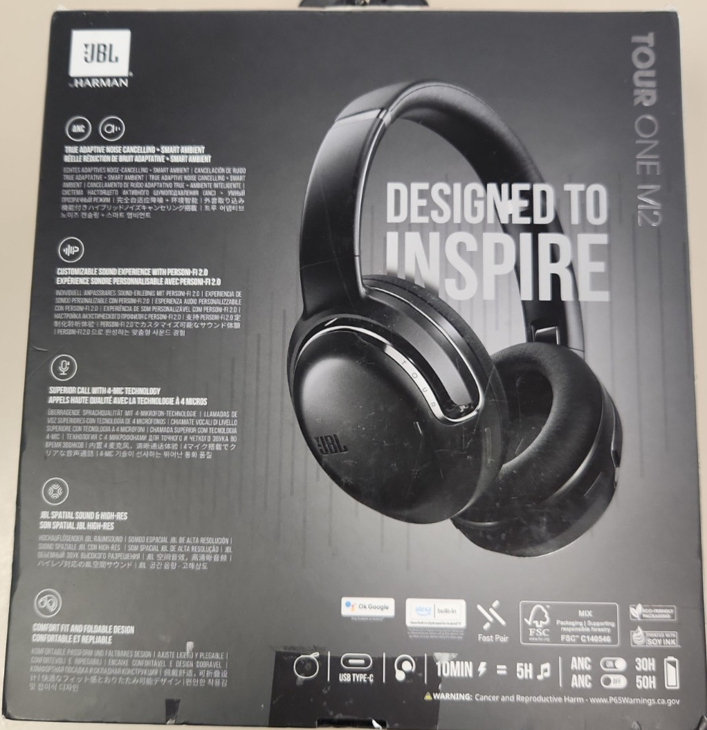 JBL Tour One M2 Wireless Over-Ear Headphones – Black