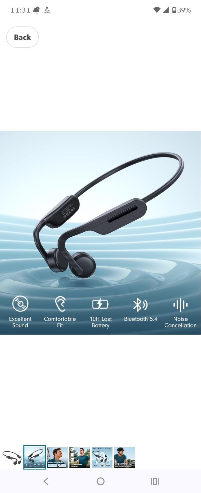 Bone Conduction Headphones Bluetooth 5.4 Open Ear Headphones with Mic, Wireless