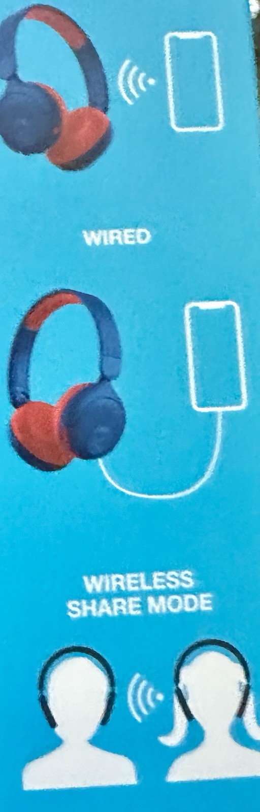 JLab JBuddies ANC 2 in 1 Kids Headphones Blue Red Wireless Noise Canceling Mic