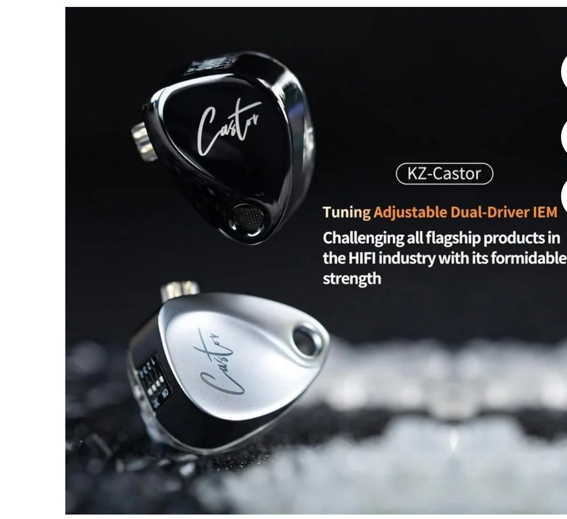 KZ Castor In Ear HIFI Tunable Earphones Silver No Mic -Mysic/Movies/Gaming New