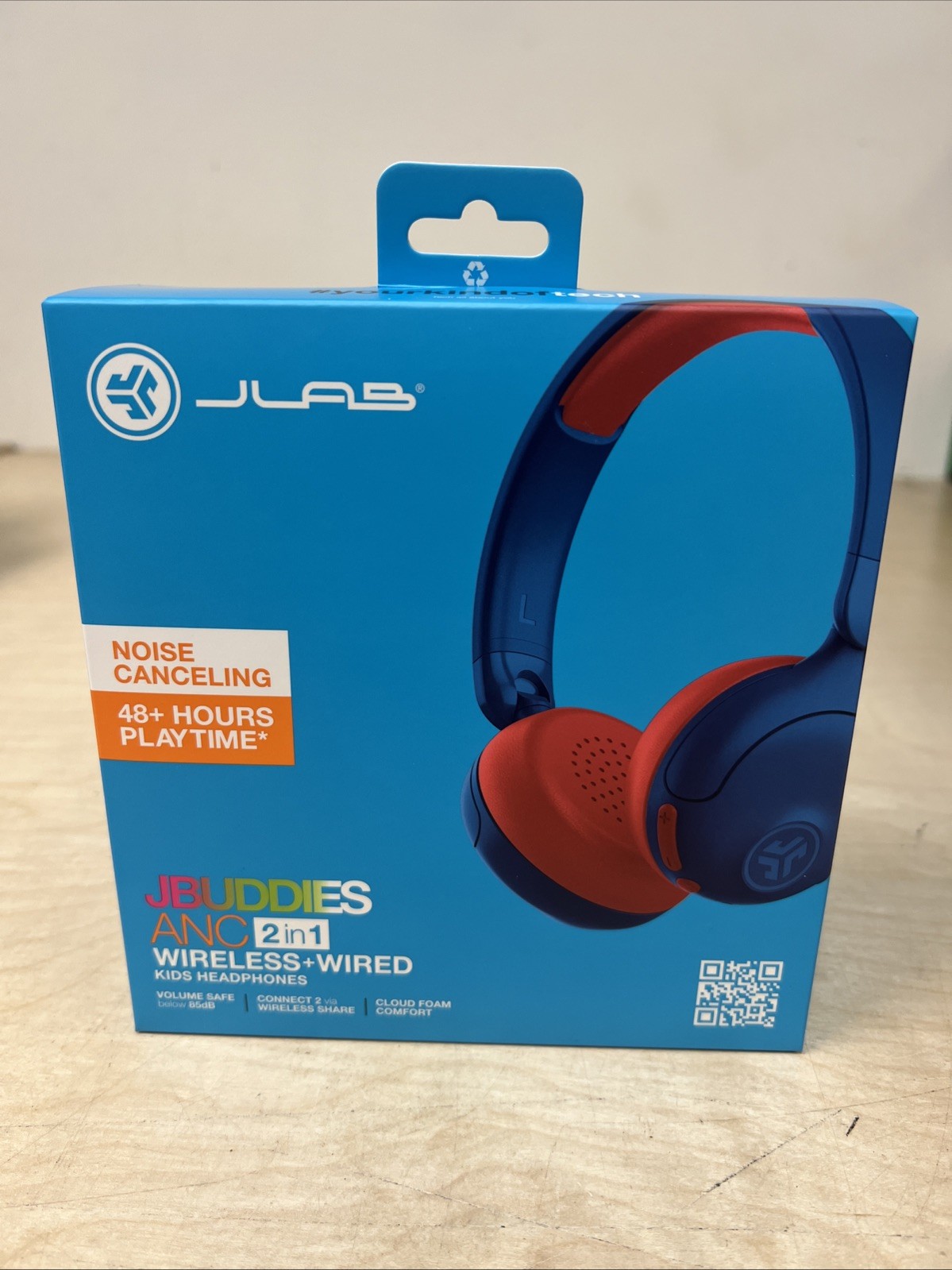 New Sealed – JLab JBuddies Bluetooth Wireless ANC Kids’ Headphones – Blue/Red