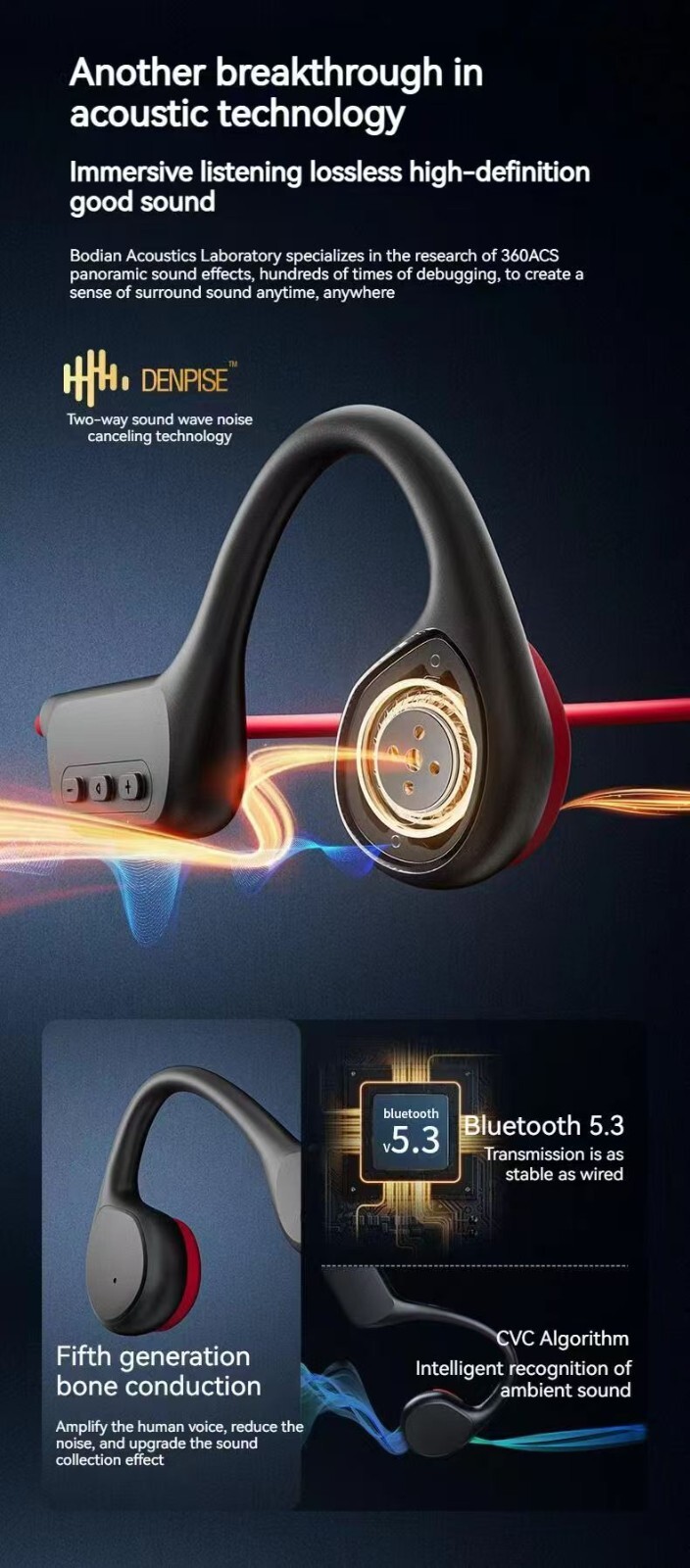 POLVCDG X7 Bone Conduction Wireless Headset 32GB Memory Bluetooth Waterproof AU