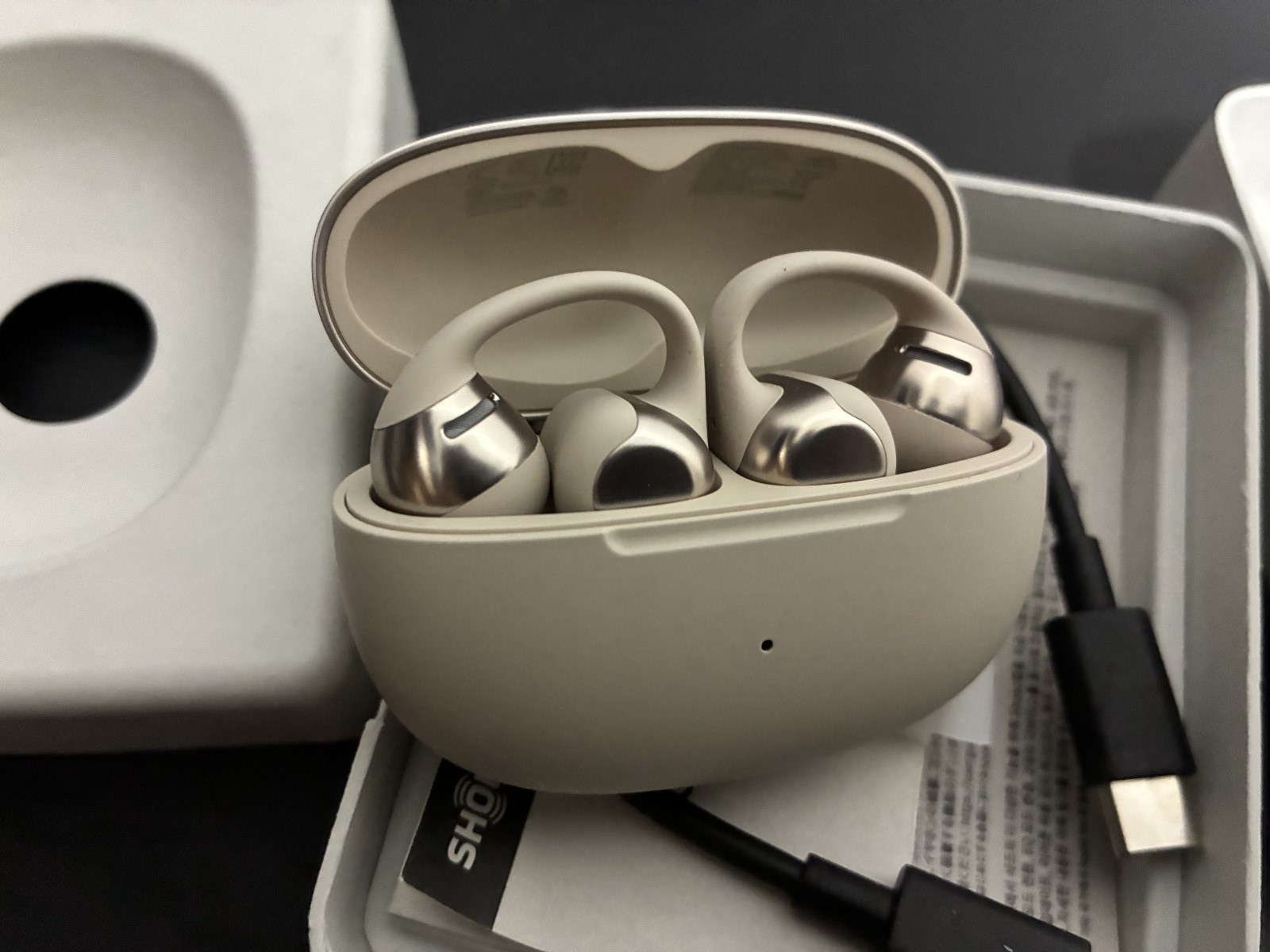 Shokz – OpenDots ONE Open-Ear True Wireless Earbuds – Beige E310- IN Box!