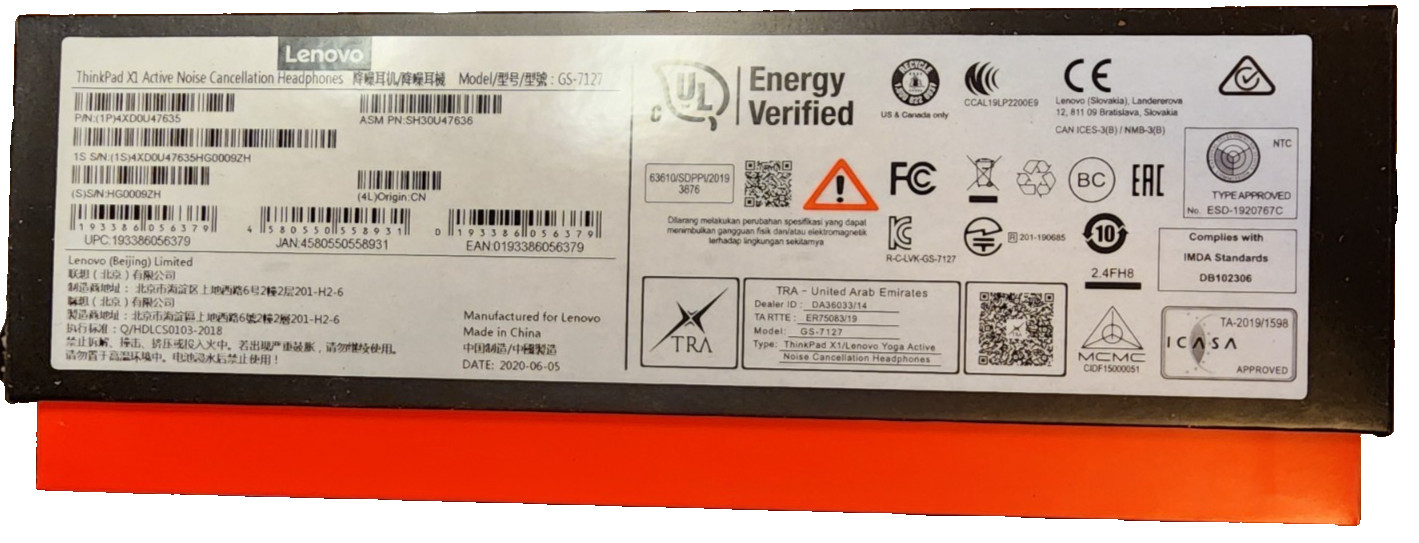 Lenovo ThinkPad X1 ANC Bluetooth Wireless Headphones – NEW