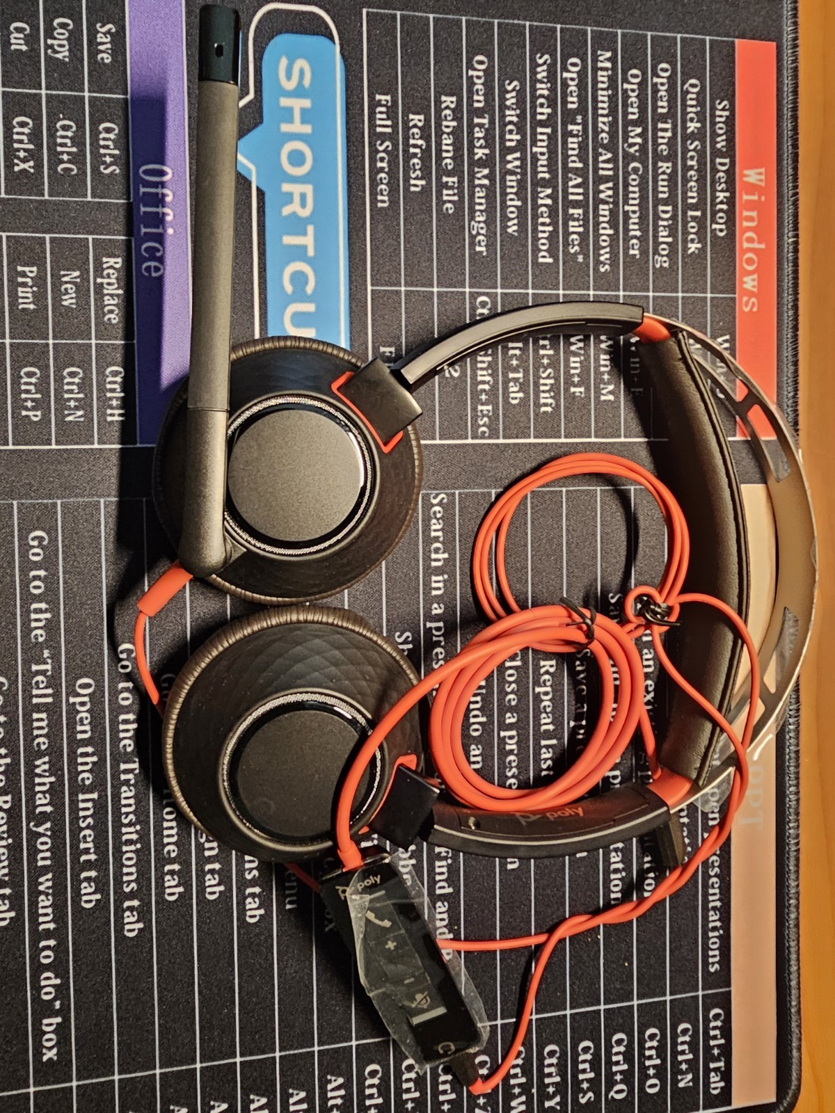 Poly Quick Start Blackwire 5200, Red and Black Headphones With Carrying Pouch