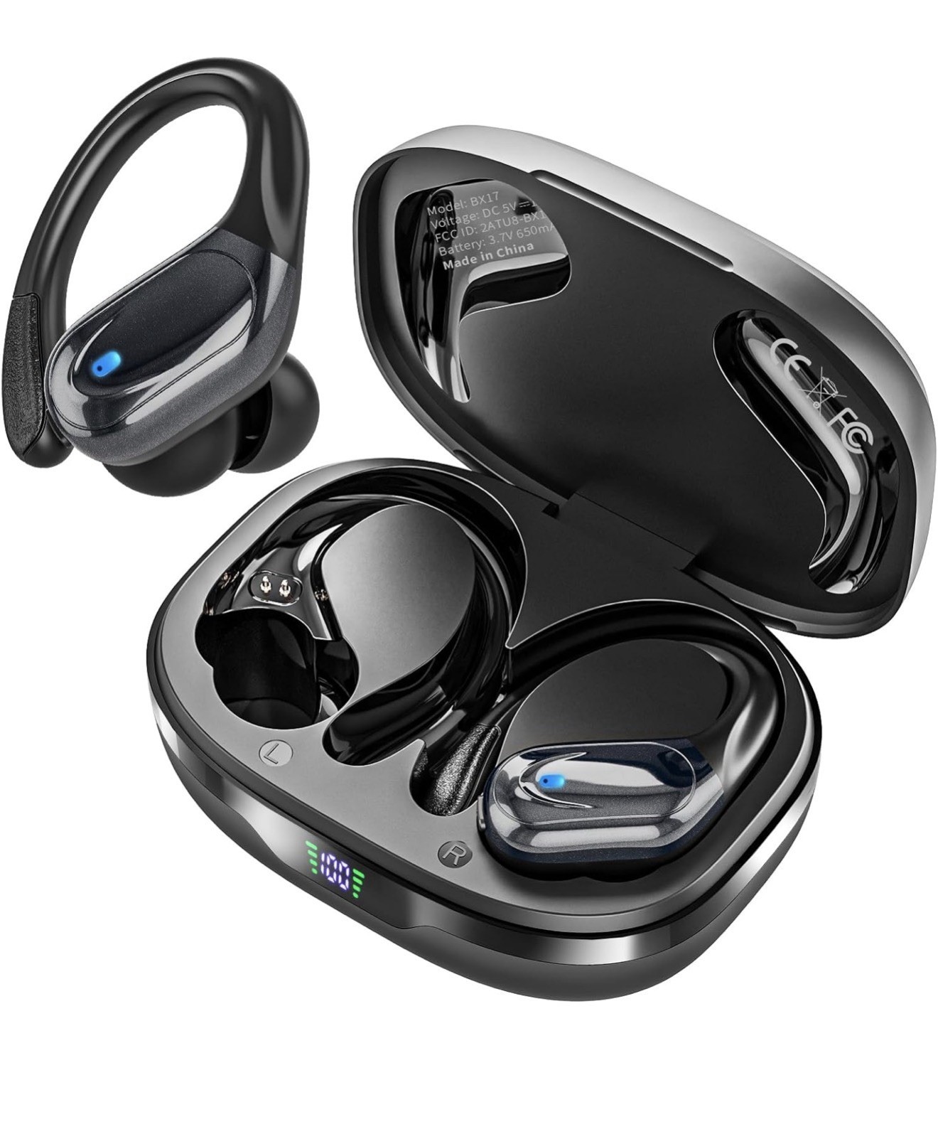 Wireless Earbuds, Sports Headphones, 80Hrs Playtime Buds with LED Power Display