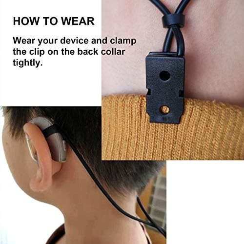 2 Pieces Hearing Aid Clip Anti-Lost Lanyard BTE 1 Count (Pack of 1), Black