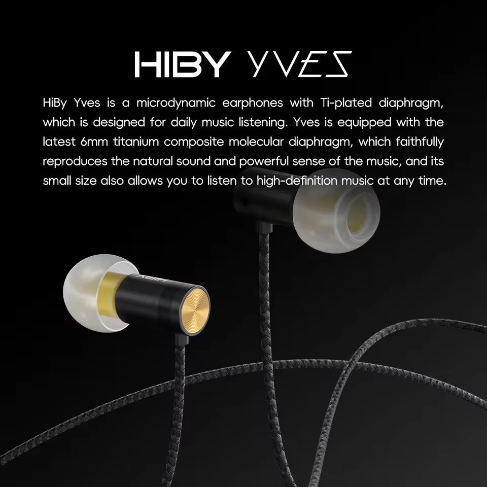 HiBy Yves 6mm Micro-dynamic Ti-plated HiFi Earphones High-magnetic Driver