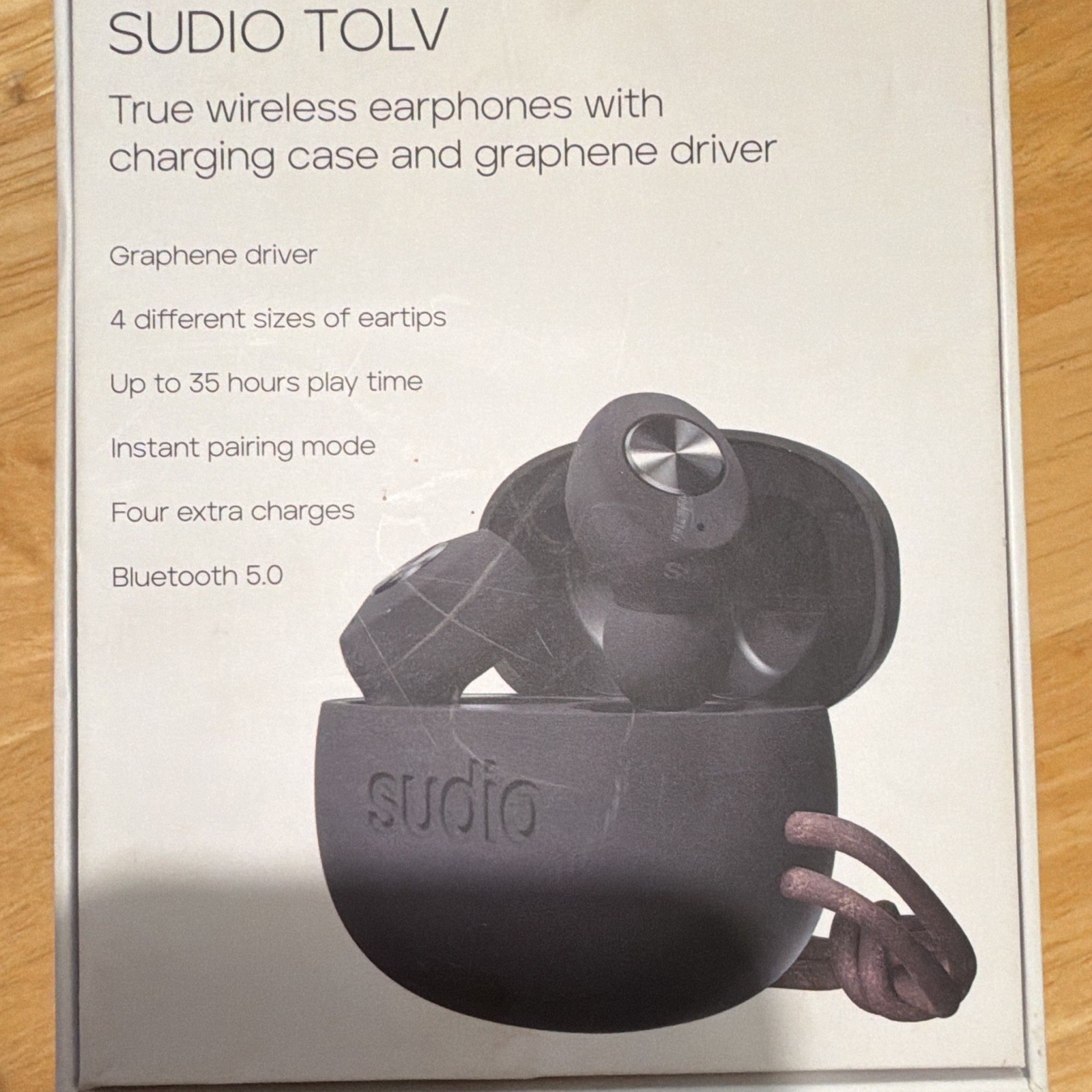 Sudio Tolv True Wireless Bluetooth 5.0 Earbuds Built-In Mic, Black Case