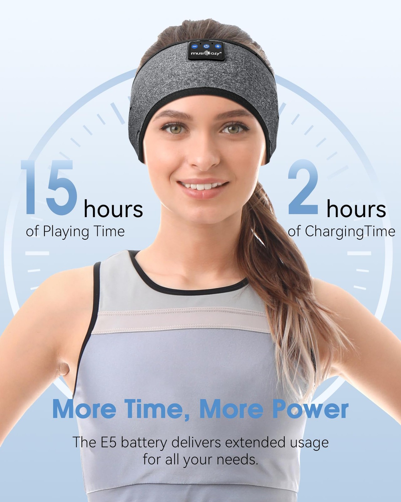 MUSICOZY Bluetooth 5.4 Sleep Headphones Sports Headband One Size, Star Grey