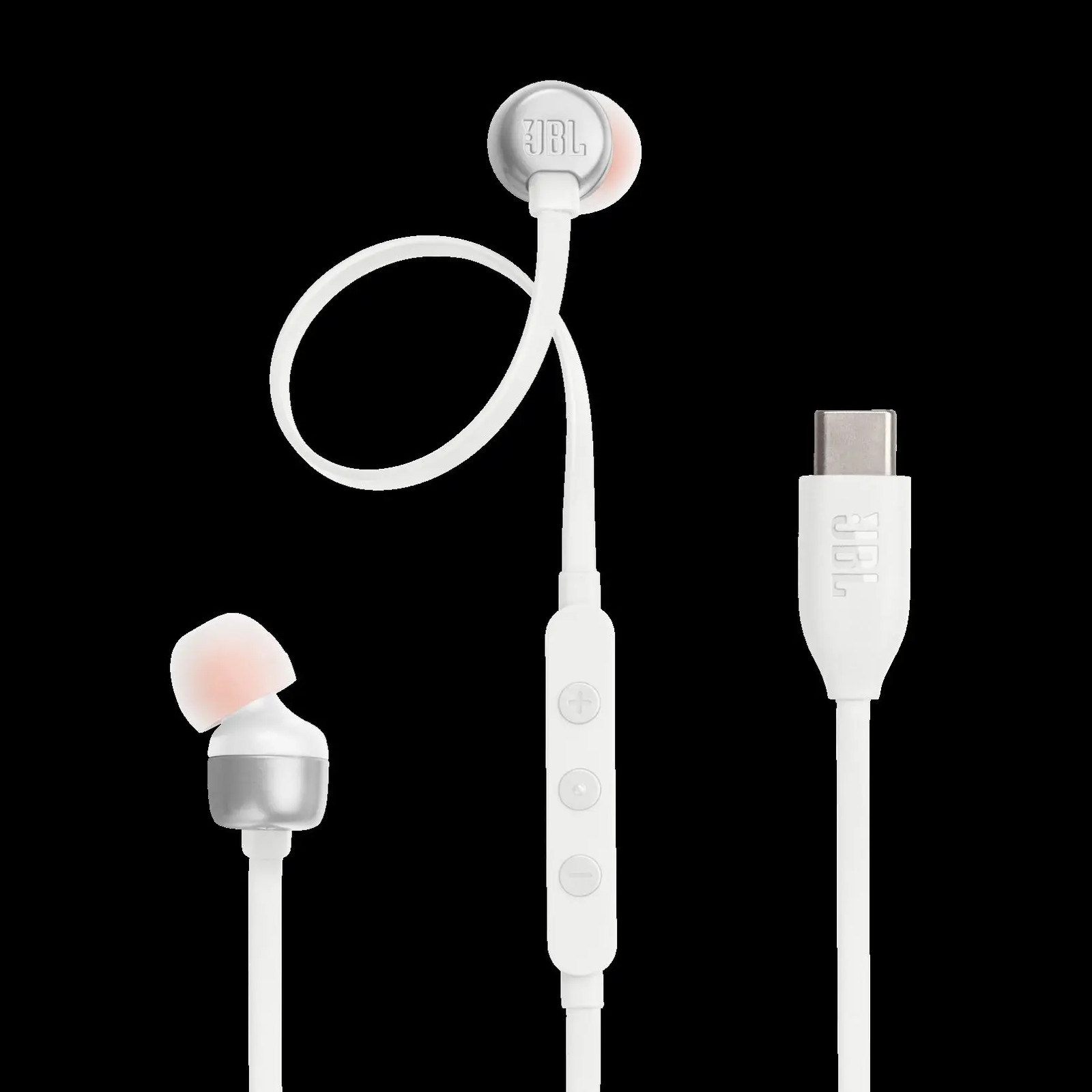 JBL TUNE 310C-USB-C-WHITE Wired Hi-Res Tangle-Free In-Ear Headphones (White)