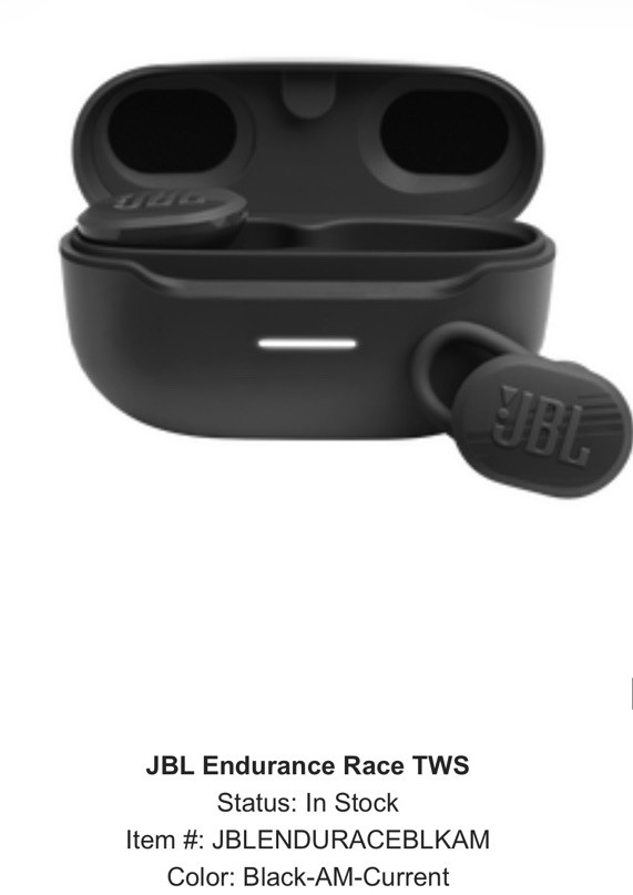 JBL Endurance Race TWS, Waterproof true wireless active sport earbuds