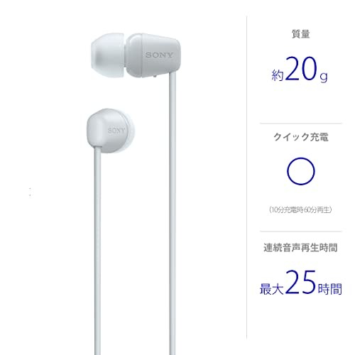HiaSony Wireless Earphones WI-C100: Bluetooth compatible/25 hours stamina White