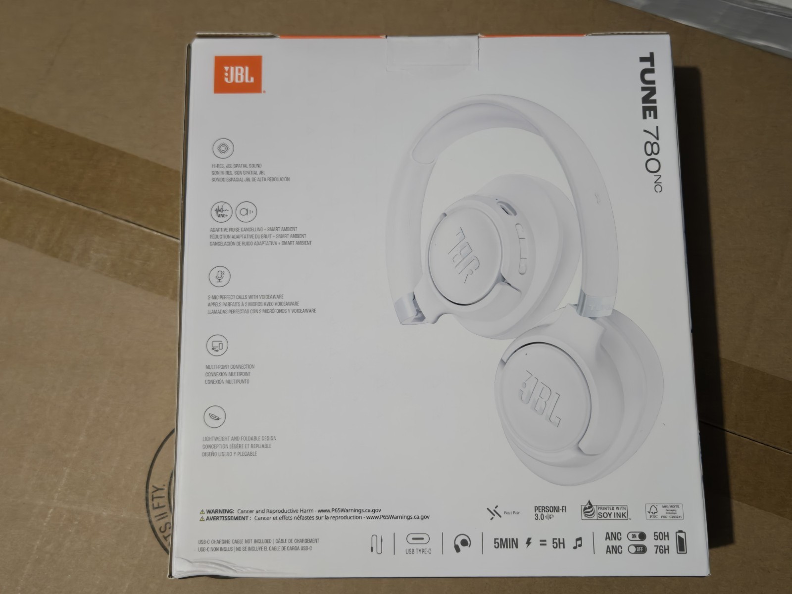76 Hour JBL Tune 780NC Active Noise Cancelling Over Ear Bluetooth Headphone ANC