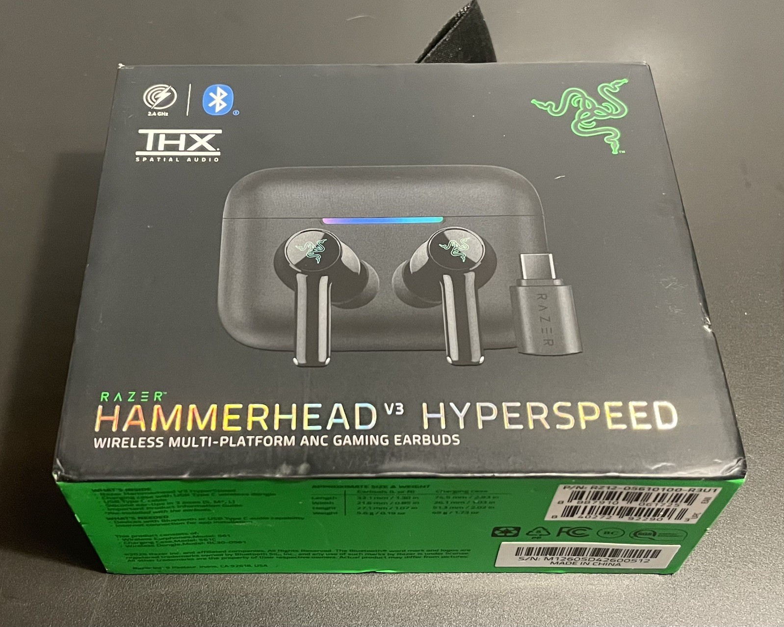 Razer Hammerhead V3 HyperSpeed Wireless ANC Gaming Earbuds PC PS5 Switch NEW
