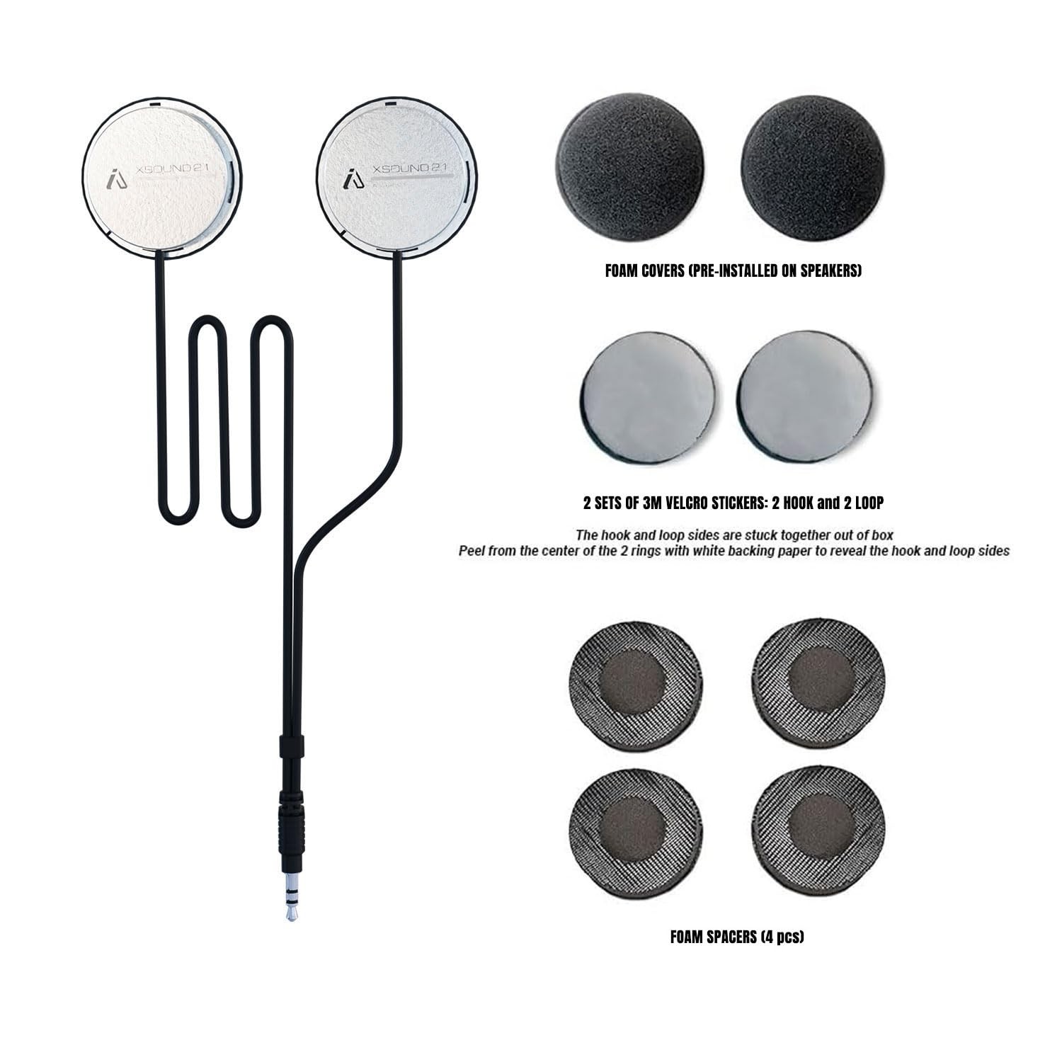 I A S U S High Performance Helmet Speaker Headphones with a 3.5mm Black