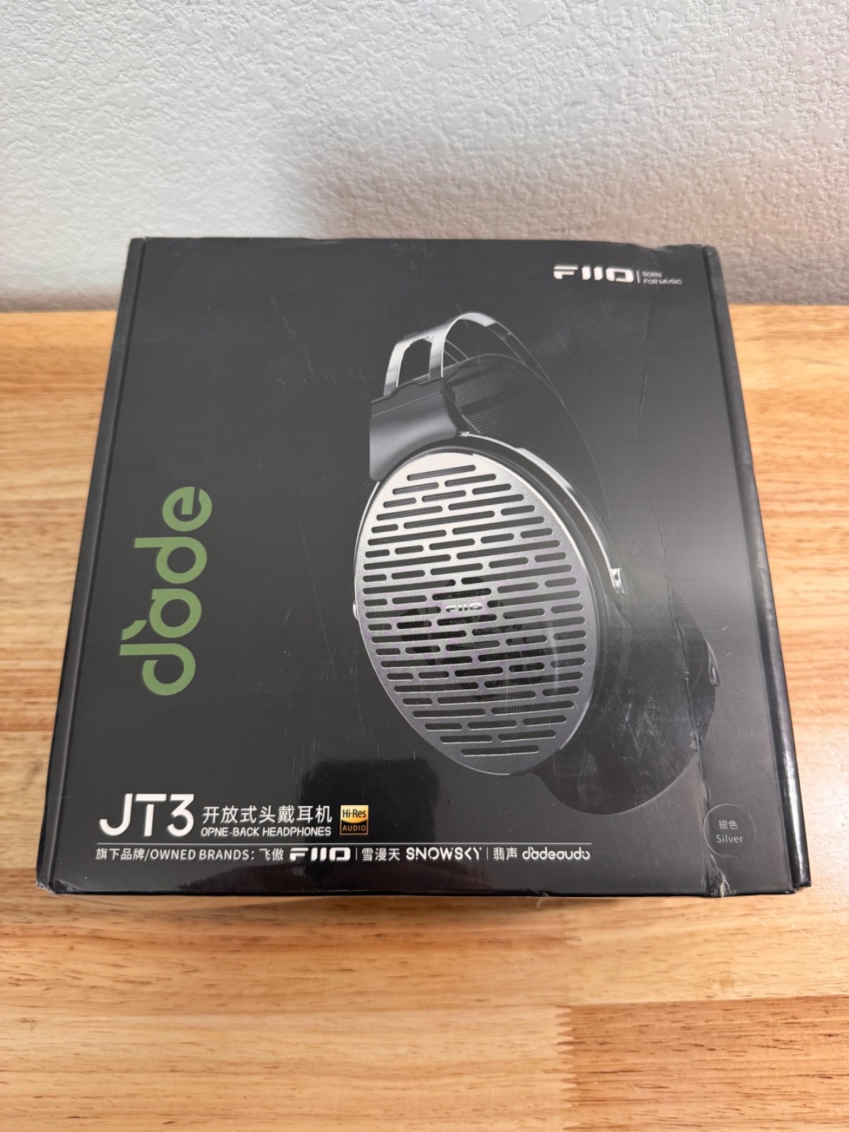 FiiO JT3 Over-Ear Open-Back Headphones, 50mm Dynamic Driver (Silver)
