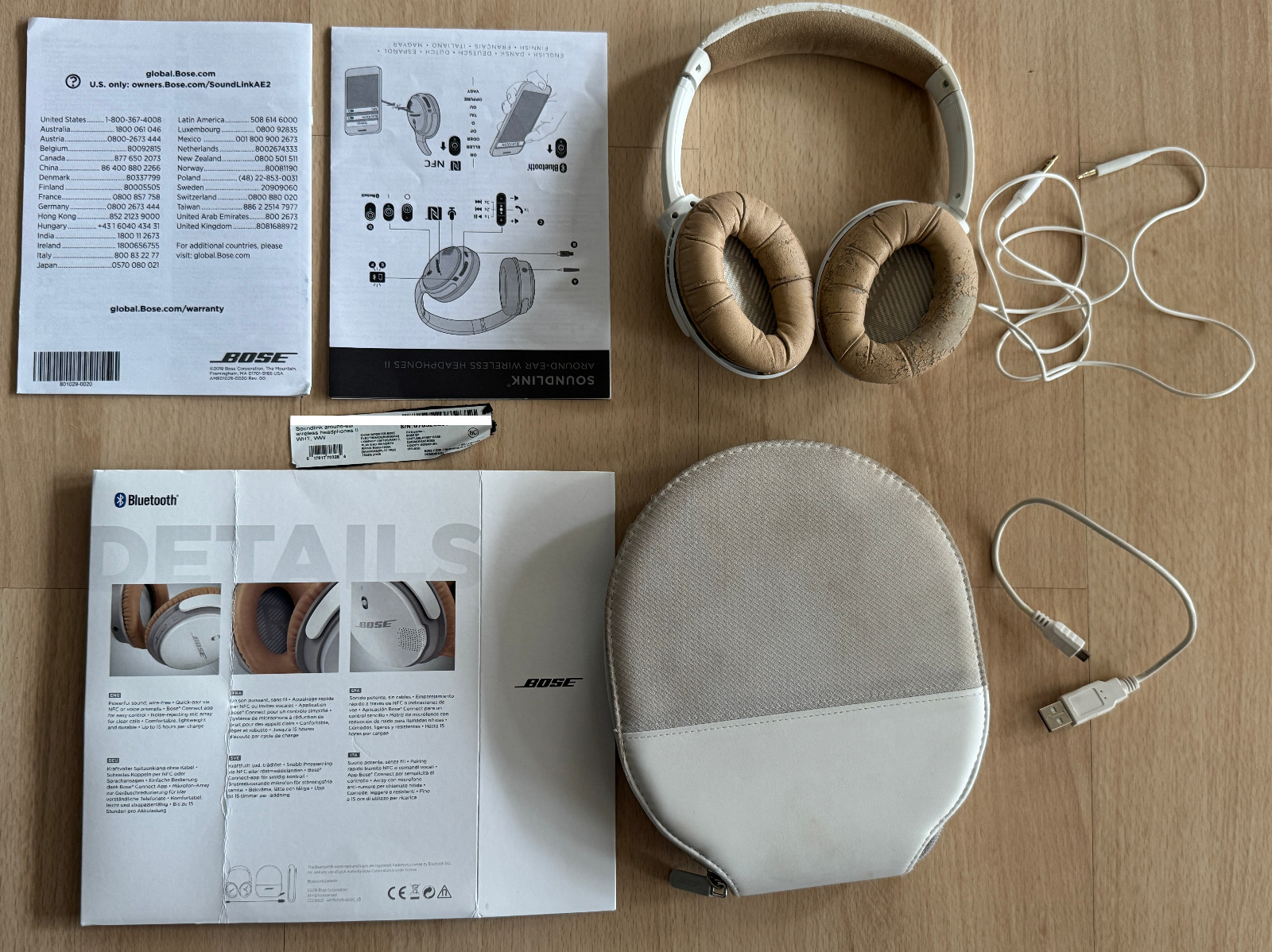 Bose SoundLink Around Ear II Wireless Headphones White in Case (Used & Working)