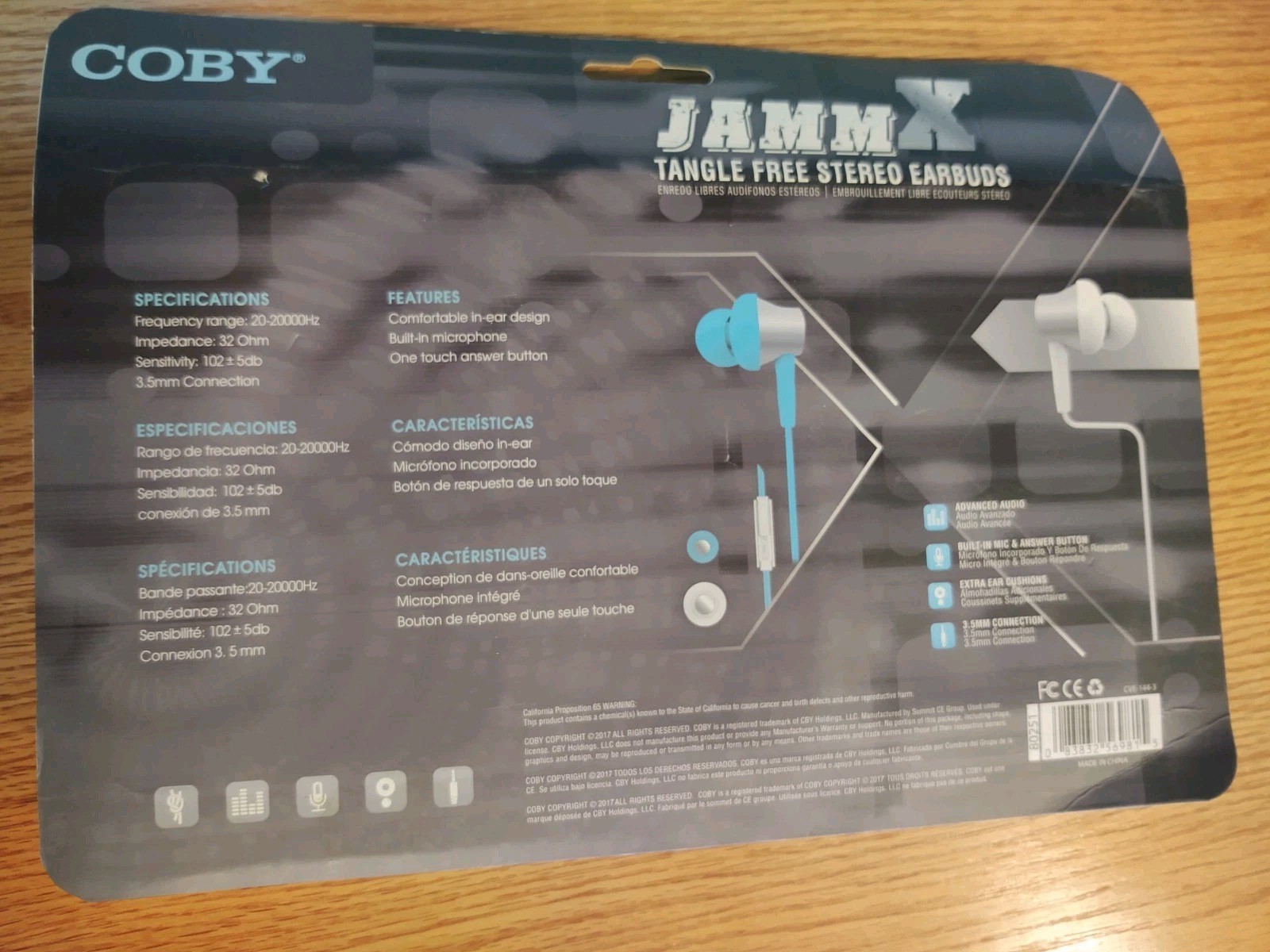 Coby JammX Tangle Free Stereo Earbuds Lot of 3 Silver Blue Black