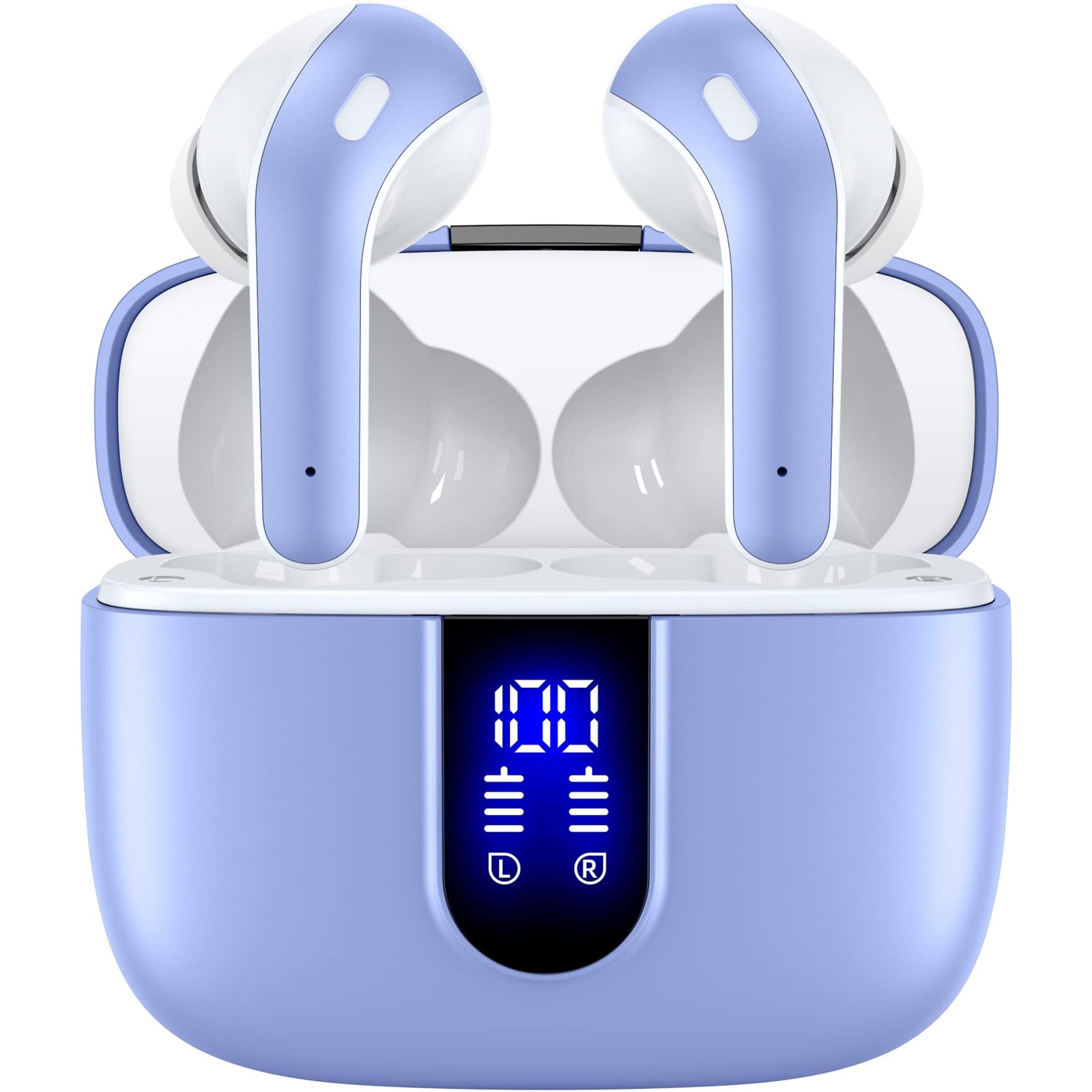 TAGRY Bluetooth Headphones True Wireless Earbuds 60H Playback LED M, Purple