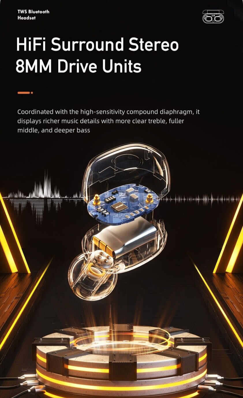 AWEI T13 PRO True Wireless Bluetooth Headphones, 8mm Driver and IPX6 Waterproof
