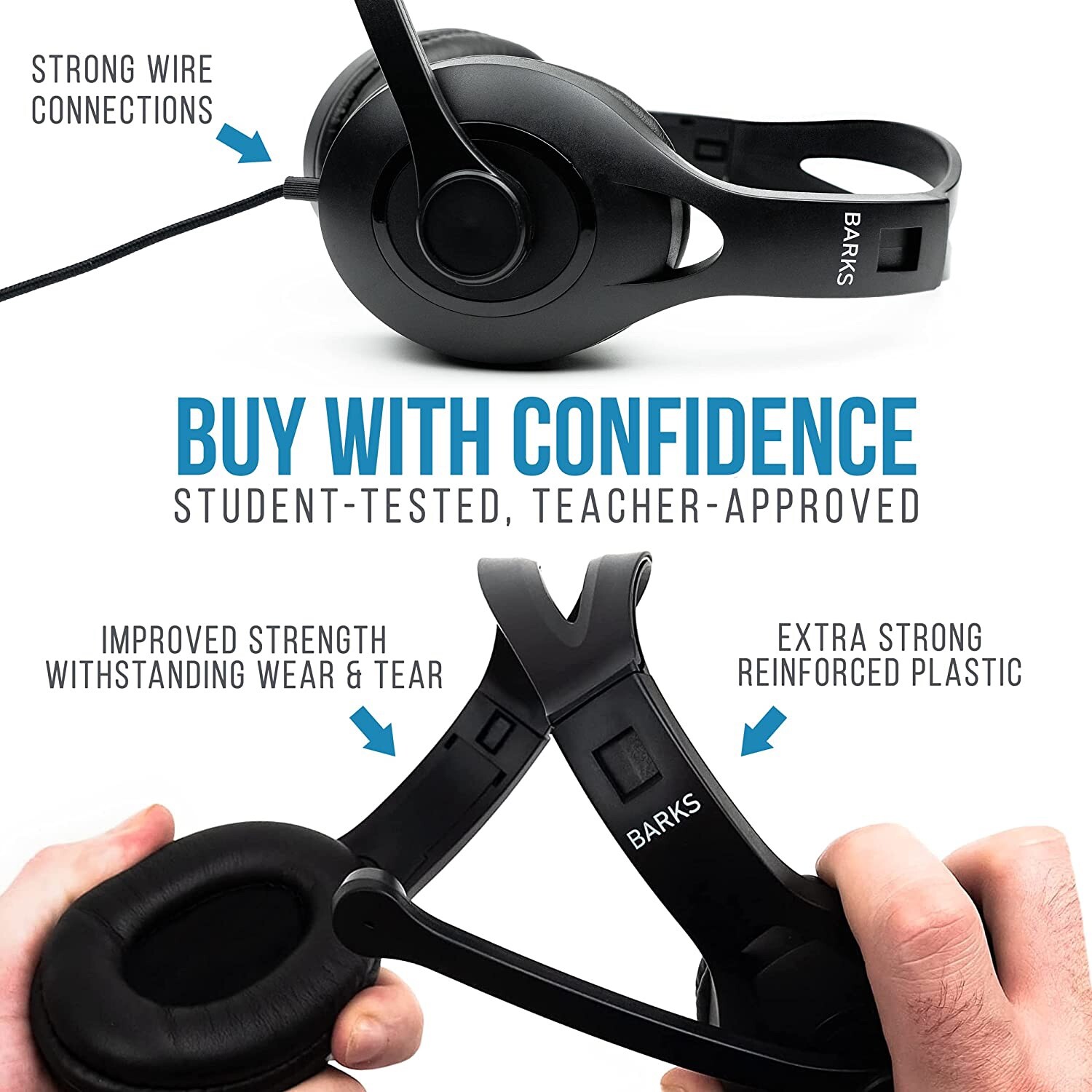 10 Pack Bulk Classroom Headphones w/ Microphone Premium On-Ear Mic School K-12
