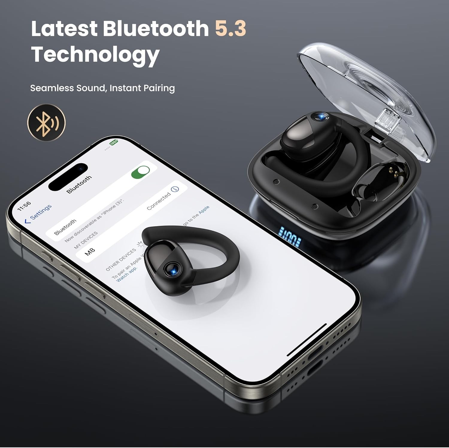 Bluetooth Headset Wireless Earphones Earbuds Stereo Headphones TWS 5.3 Ear Hook