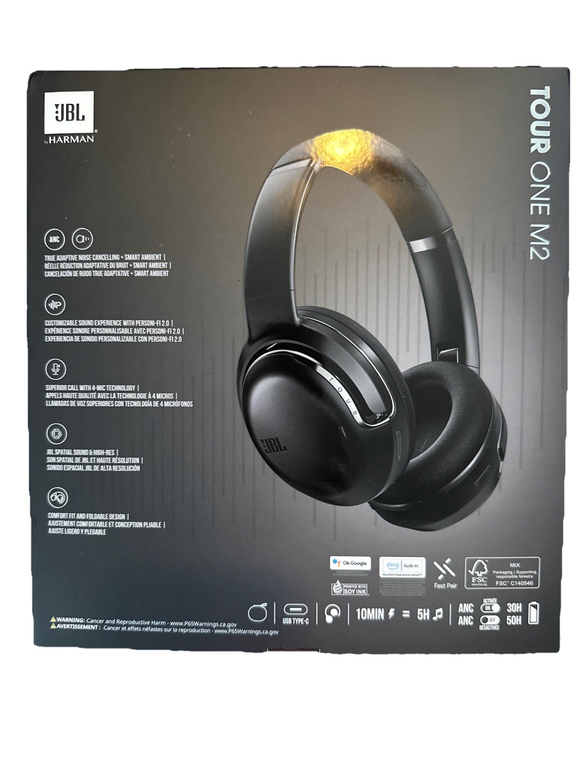 JBL Tour One M2 Wireless Over-Ear Headphones – Black