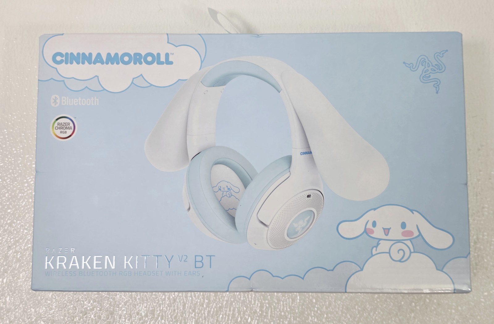 Razer X Cinnamoroll kraken kitty V2 BT Wireless Bluetooth Headset With Ears RARE