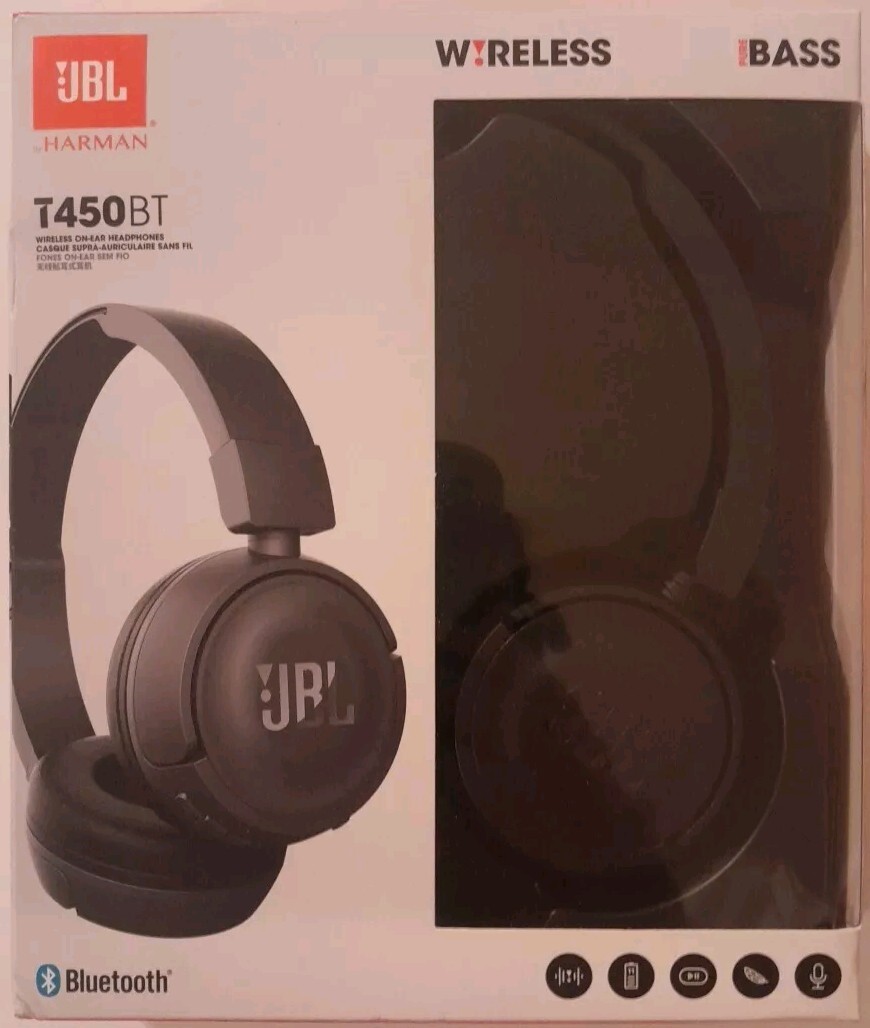 JBL T450BTBLK Wireless On-ear Headphones – Black