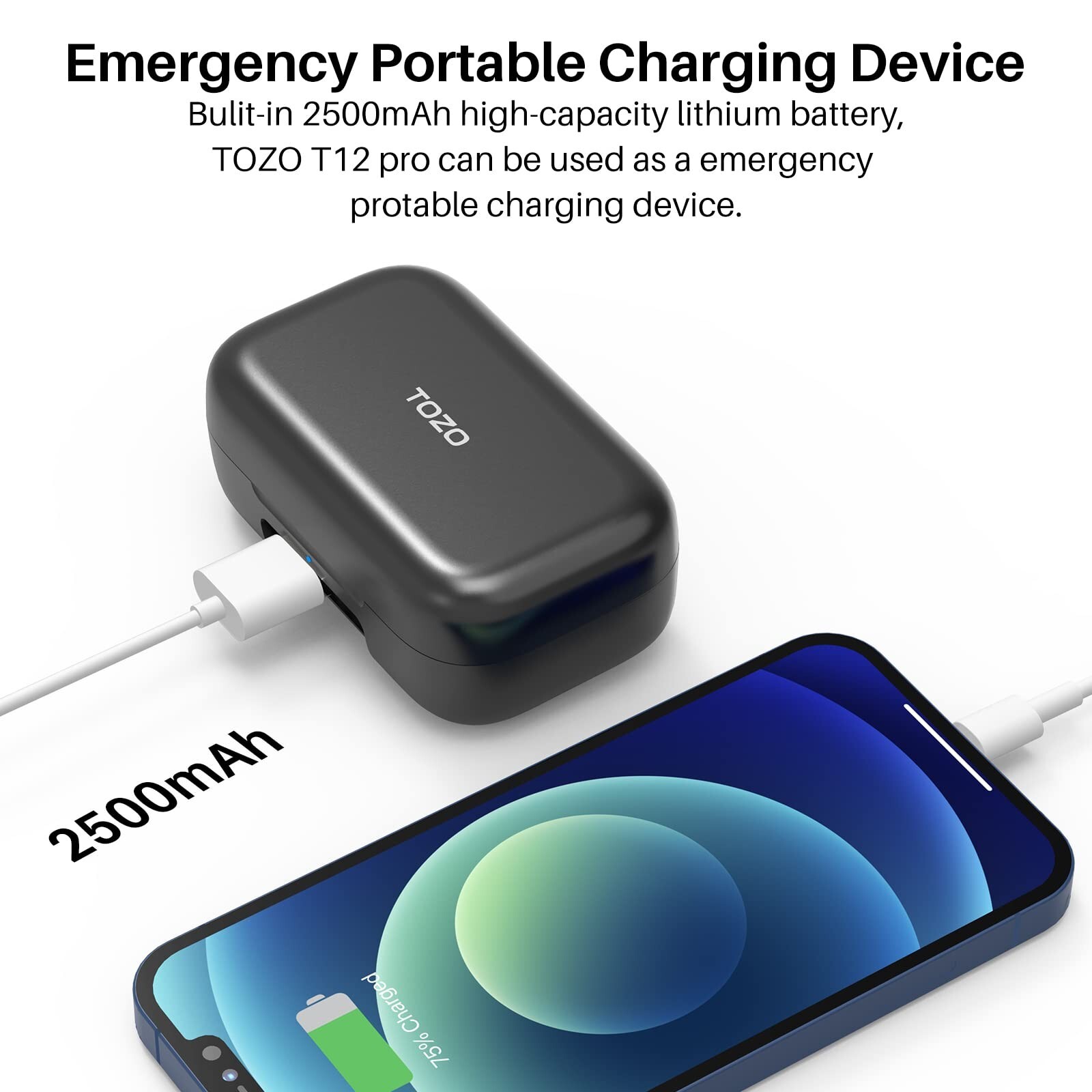 TOZO T12 Pro Wireless Earbuds Qualcomm QCC3040 4Mic Call Noise Cancelling, Renew