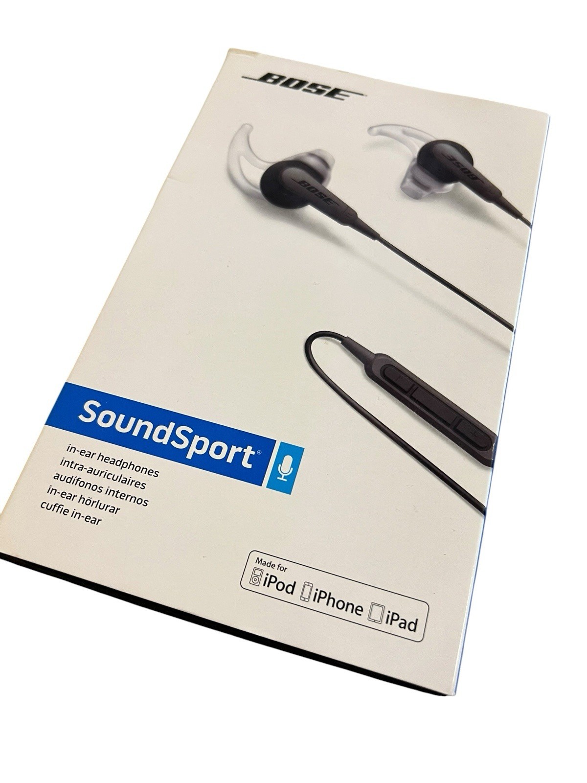Bose SoundSport In-Ear Wired Headphones Charcoal Black In-Line Mic 741776-0010
