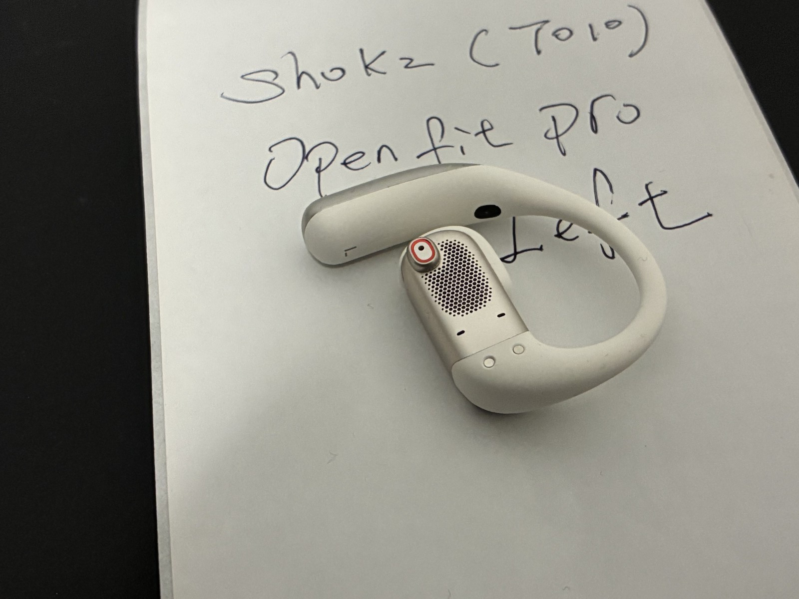 Shokz – OpenFit Pro (T010) -True Wireless Earbuds White – Left Side