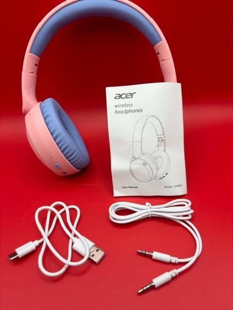 Acer Kids Bluetooth Headphones, 85/94dB Volume Limiter, Foldable Pink