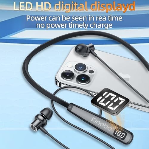 Neckband Bluetooth Headphones, 6.0 Bluetooth 100 Hours Playtime，IPX7 Cable